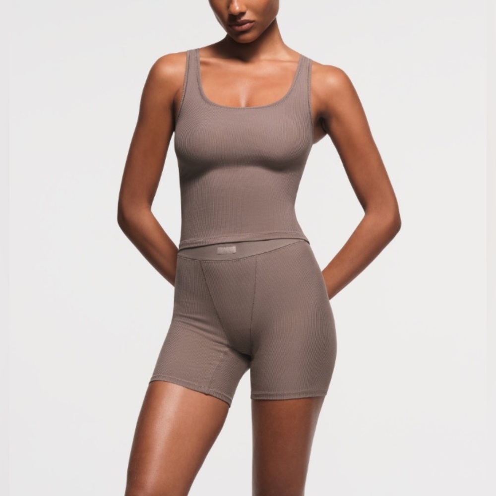 SKIMS Soft Lounge Tank and Boxer Set Amethyst / Brown - Size XS XXS
